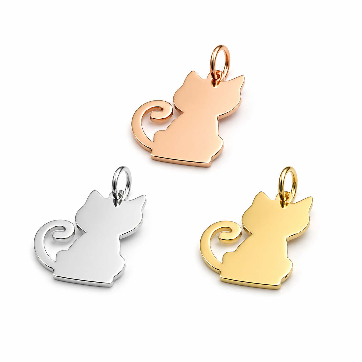 Levně Ocelová kočičí známka s gravírováním Kočka, Gold rose