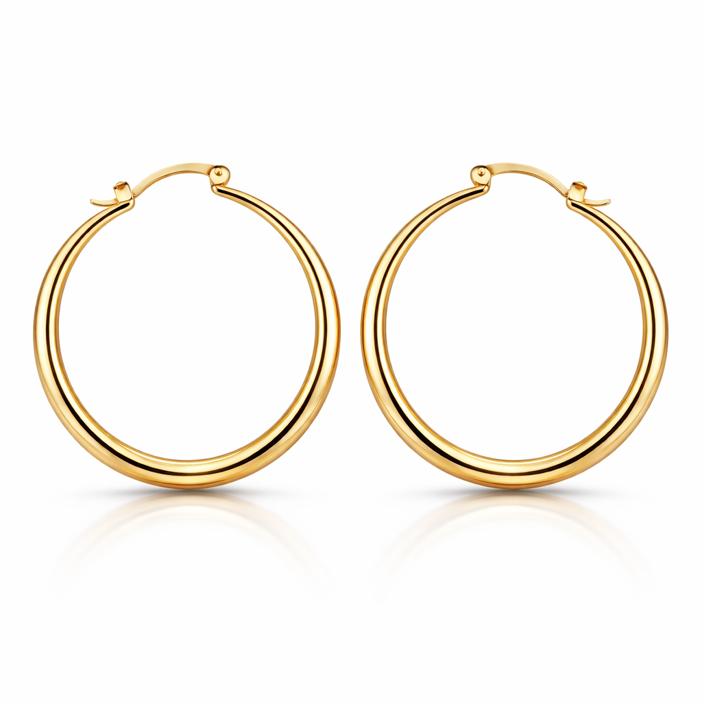 Zlacené ocelové kruhové náušnice 40 mm (14kt zlacení)