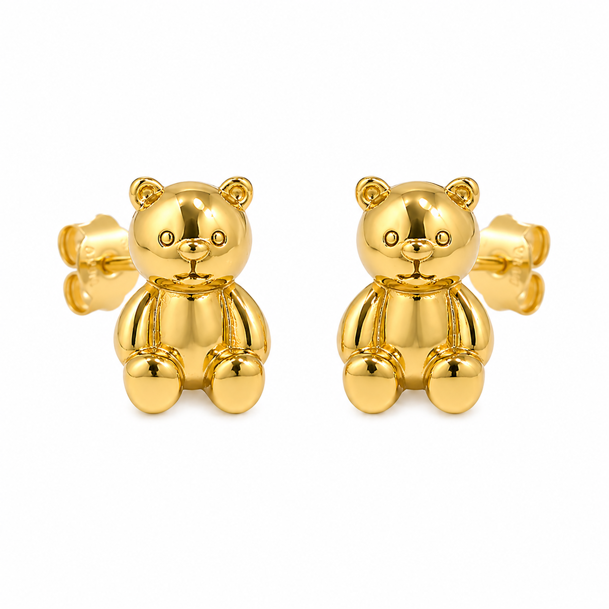 Stříbrné zlacené náušnice medvídek Teddy