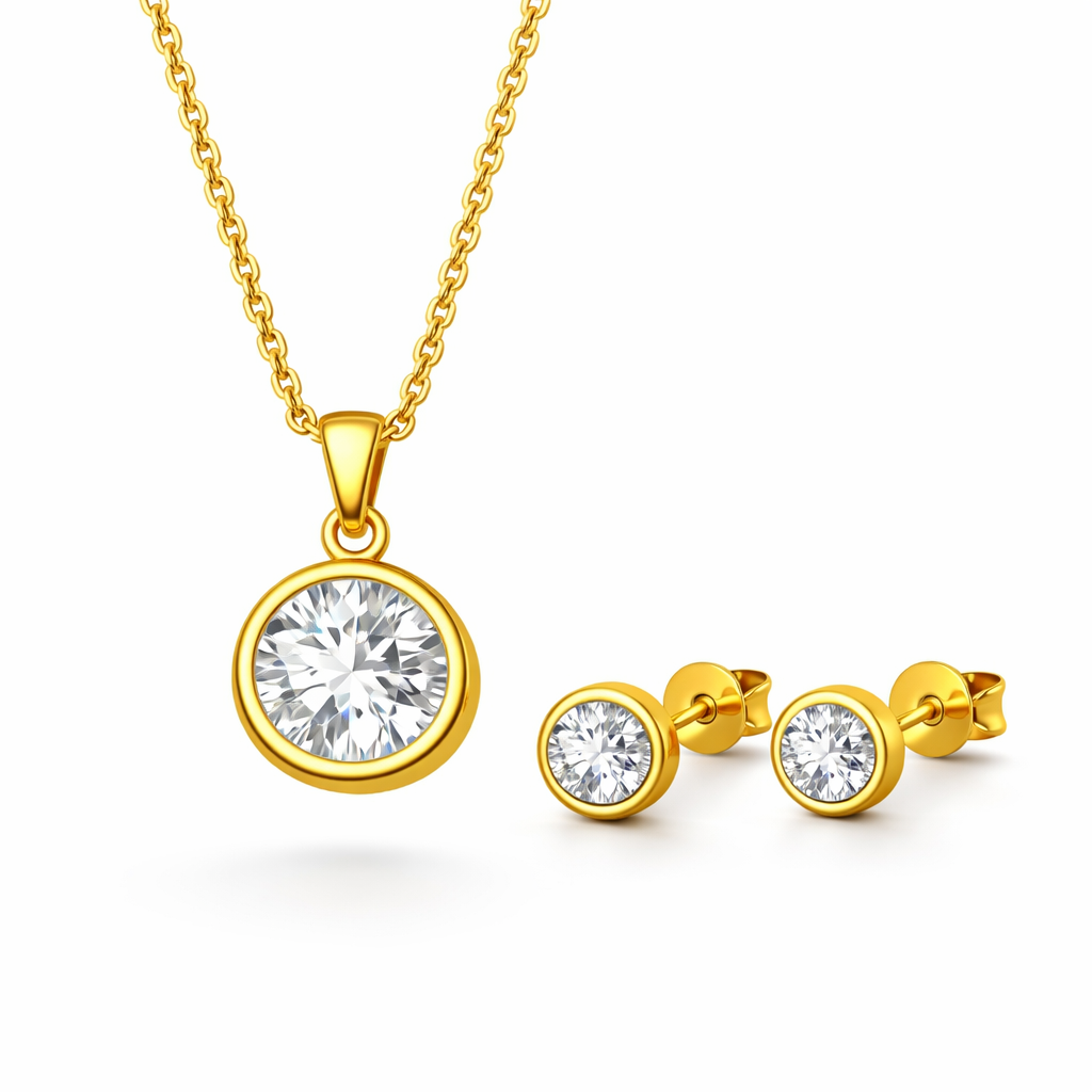 Levně Ocelová zlacená souprava s krystalem Swarovski kruh Auriana