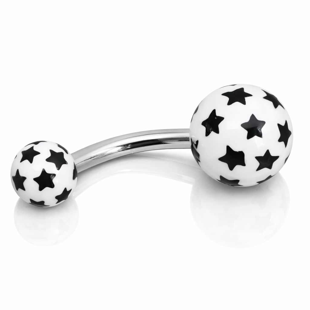 Ocelový piercing do pupíku hvězdy a květiny