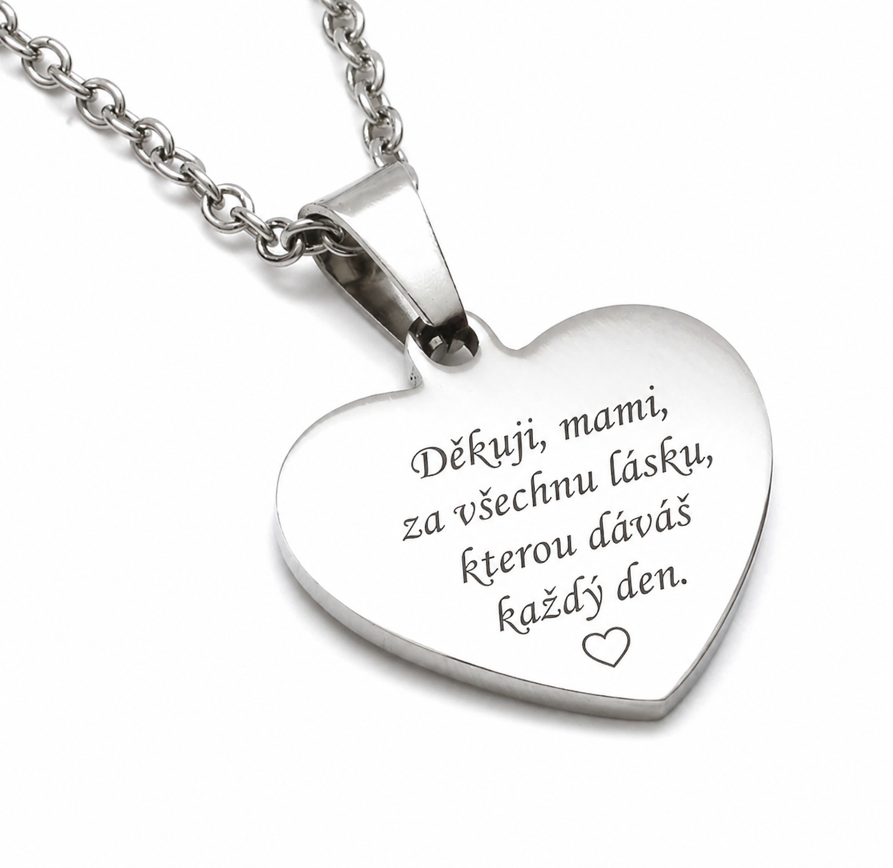 Ocelový přívěsek srdce Memo, 23 x 21mm