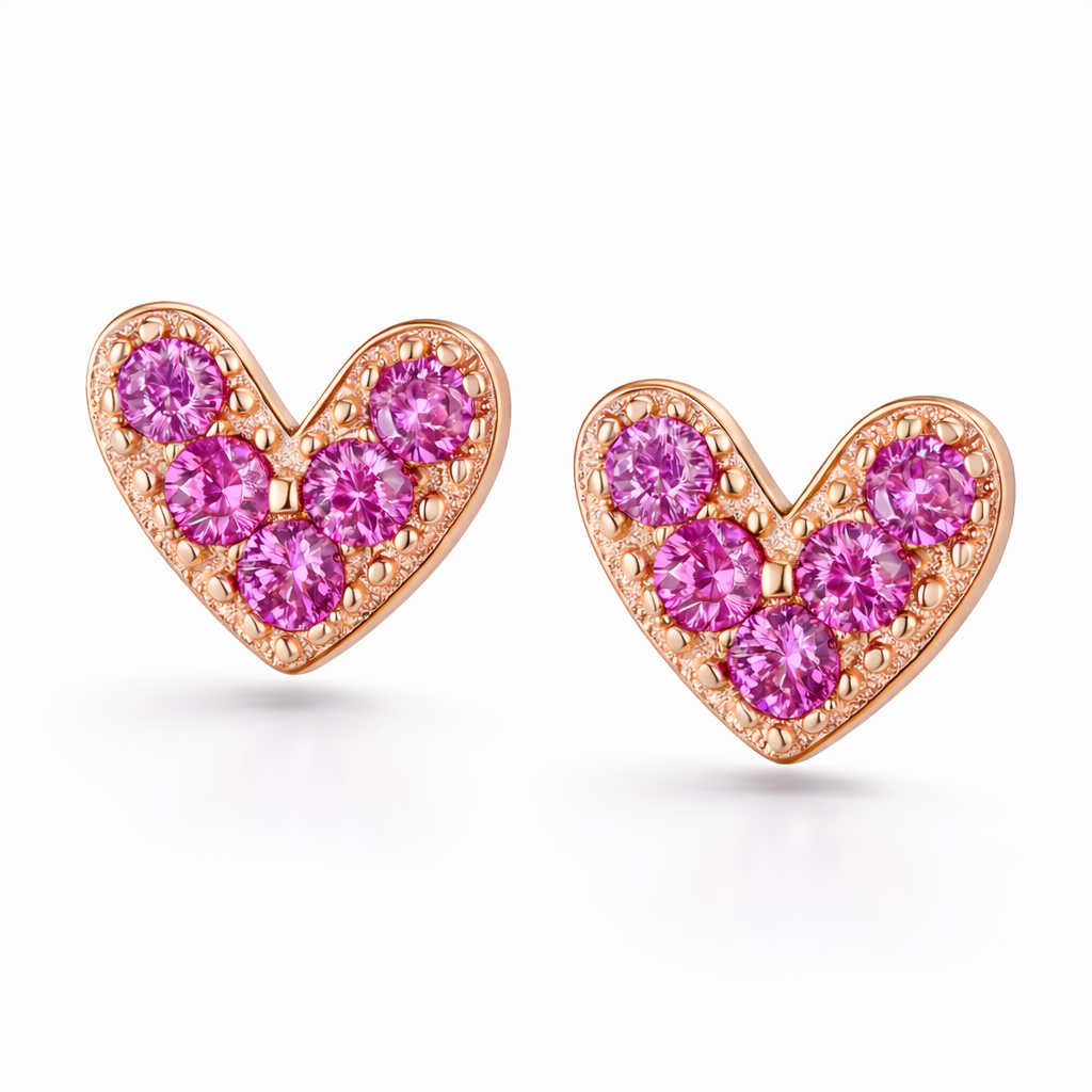 Stříbrné náušnice srdce rose gold Evanthe