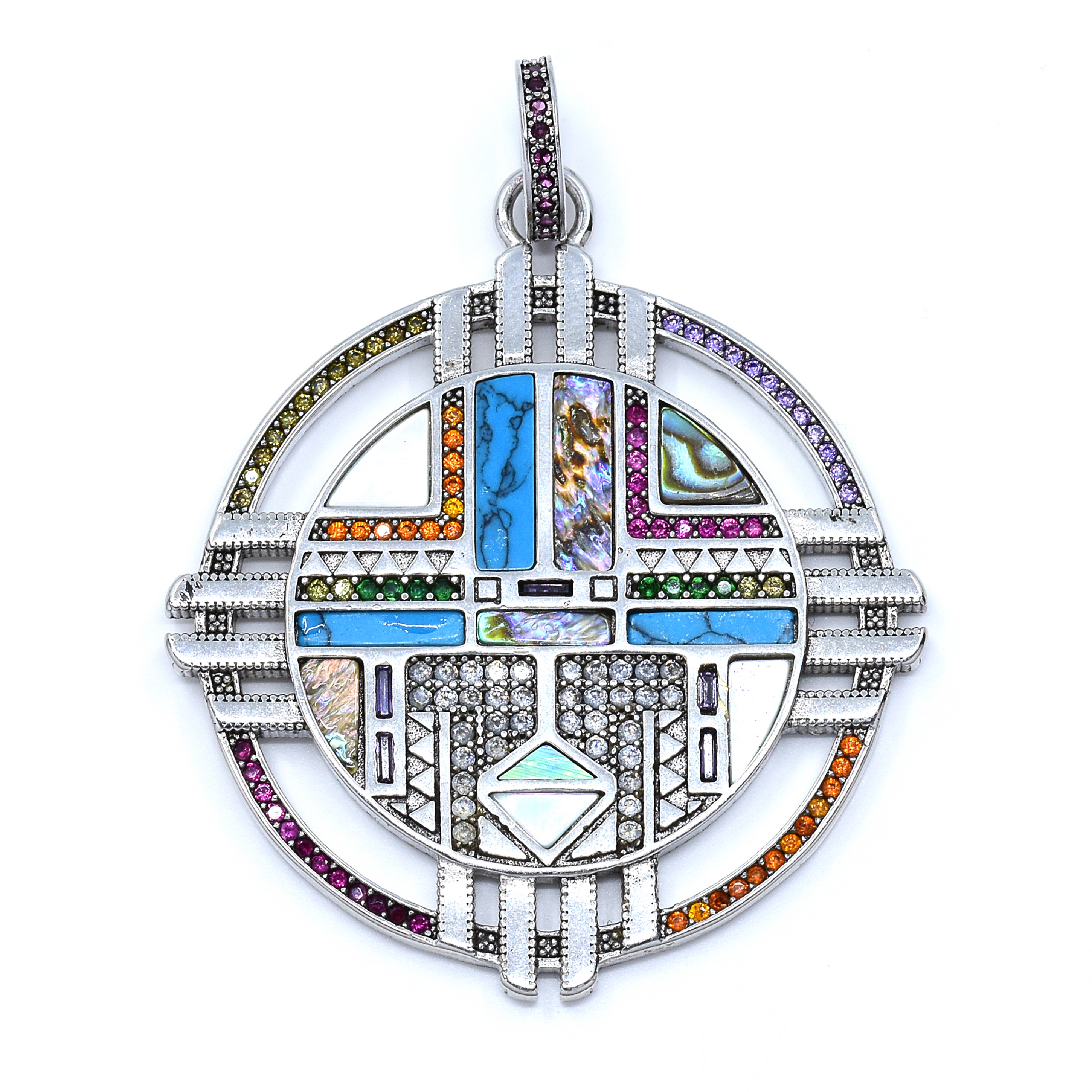 Levně Stříbrný přívěsek mandala Azuriel
