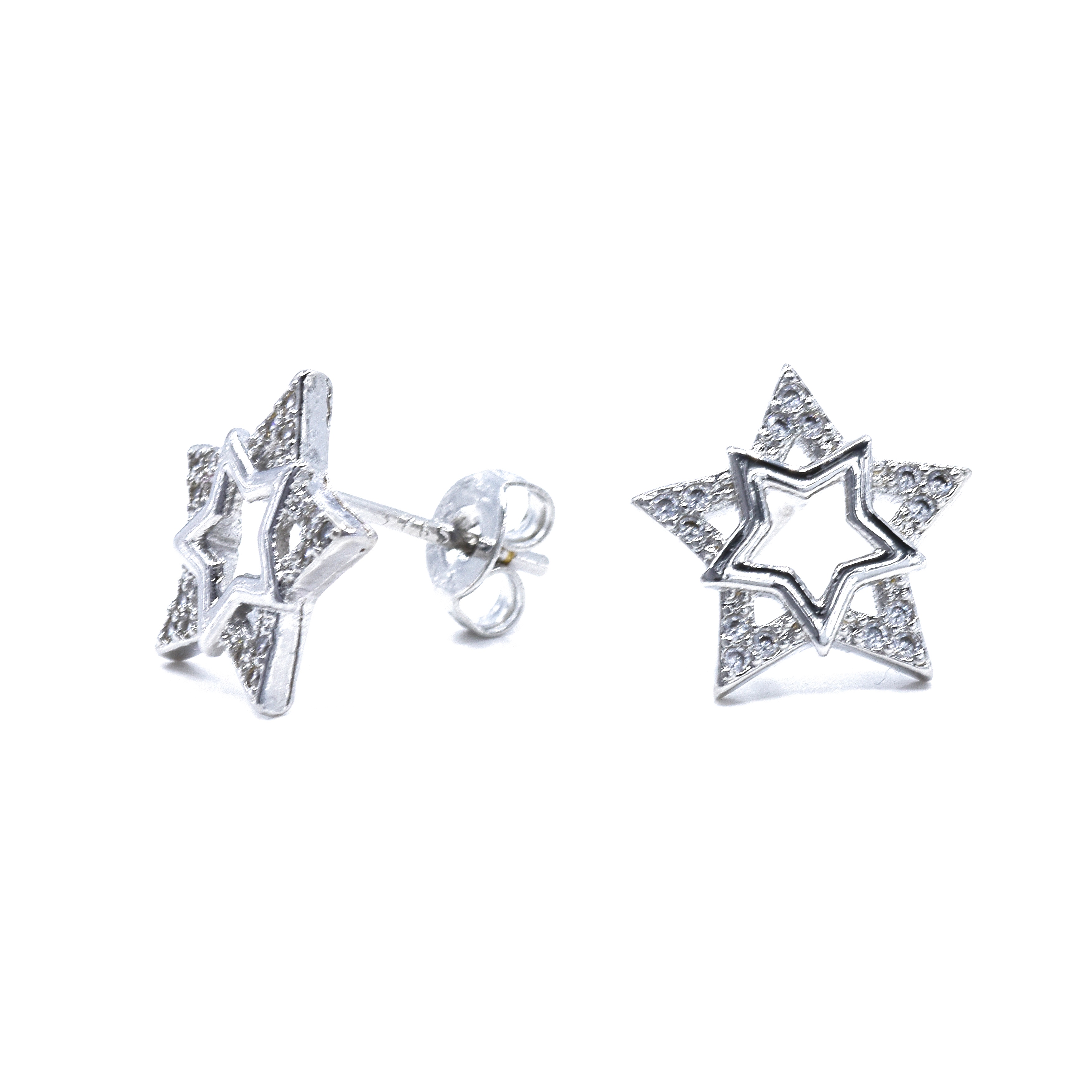 Stříbrné náušnice hvězdy se zirkony Stellaria