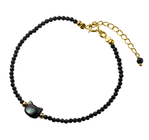 Stříbrný náramek křišťál s motivem kočky Kornélie