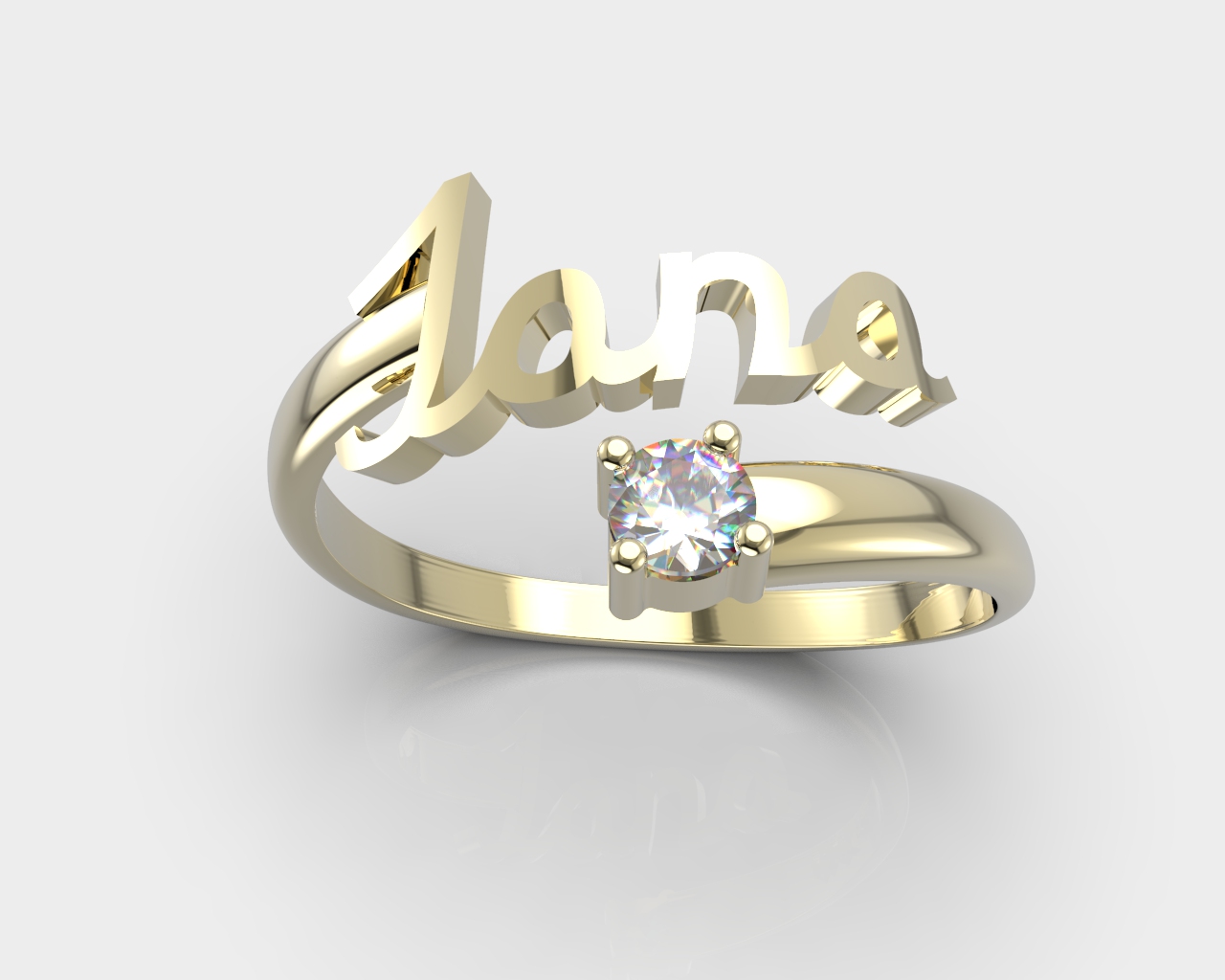 Aranys Zlatý prsten se jménem a minerálem, Diamant, Zlato Au 585/1000 56366