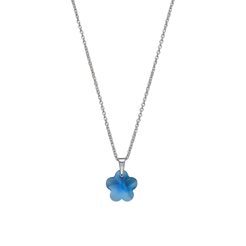 Ocelový přívěsek květ s krystalem Swarovski Avelie, Přívěsek dodáváme včetně řetízku zdarma
