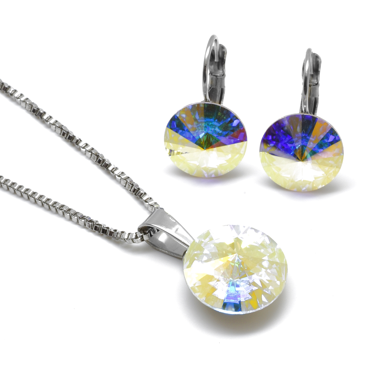 Levně Ocelová souprava s krystalem Swarovski kruh Aurielia