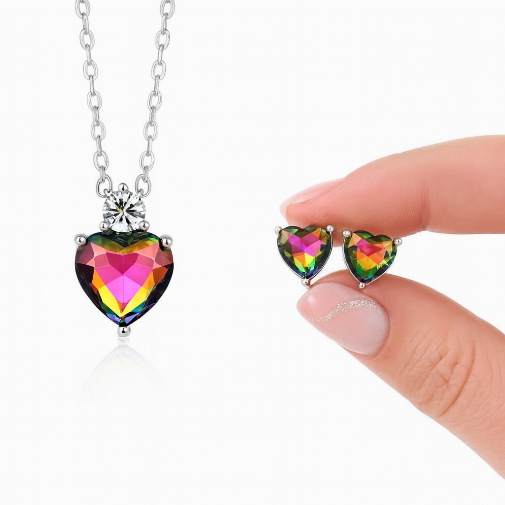 Levně Ocelová souprava s krystalem Swarovski srdce Prismaria