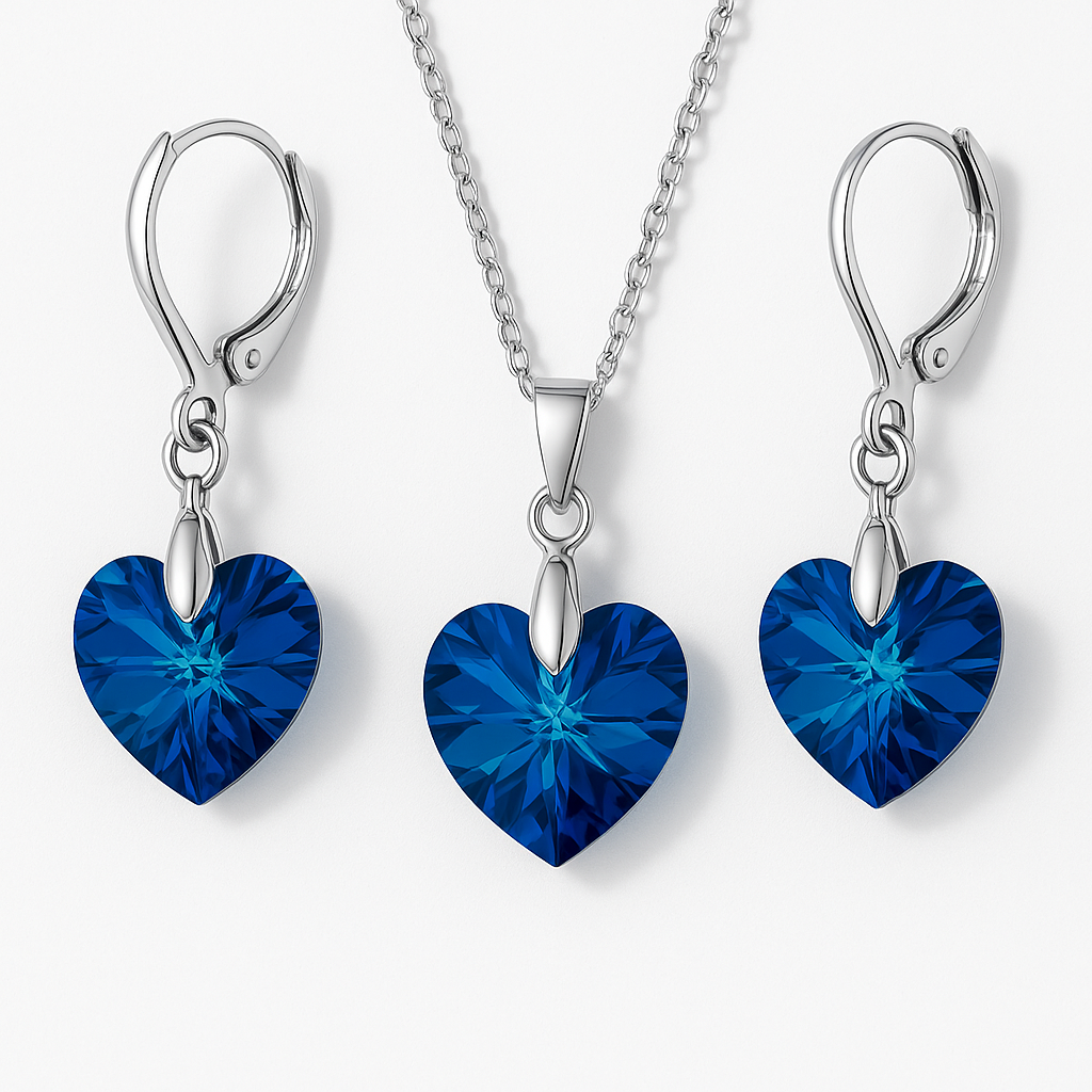 Ocelová souprava s krystalem Swarovski srdce Azuria