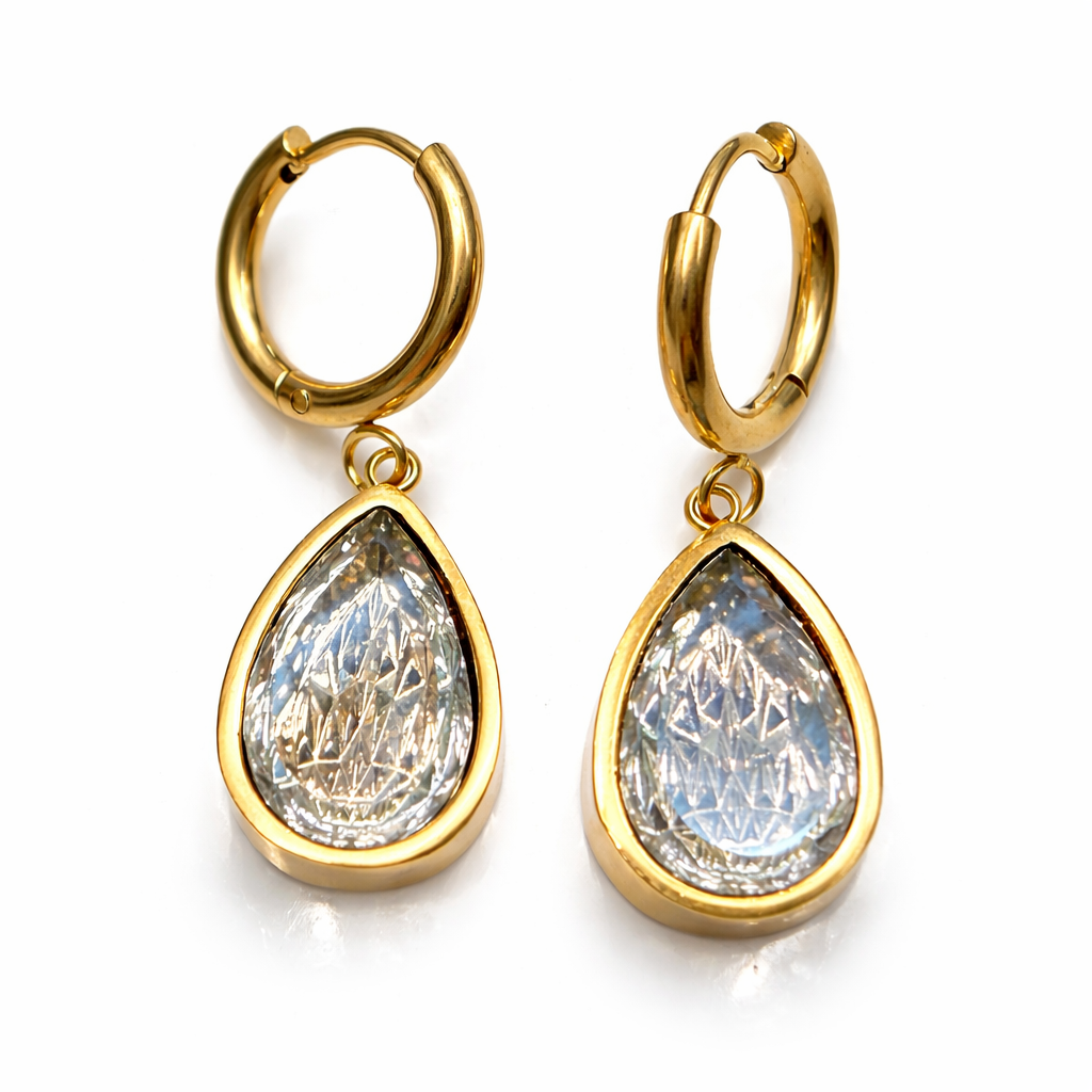 Ocelové zlacené náušnice s krystalem Swarovski Irina