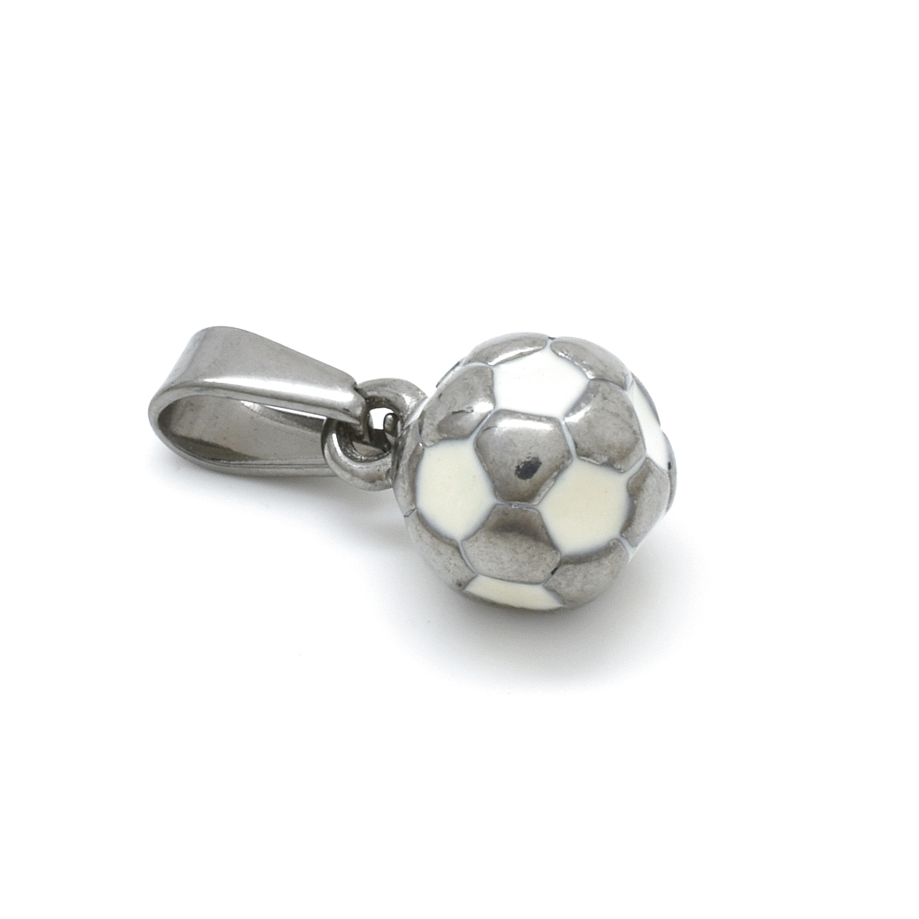 Aranys Ocelový přívěsek fotbalový míč, 7 mm bílý 01476