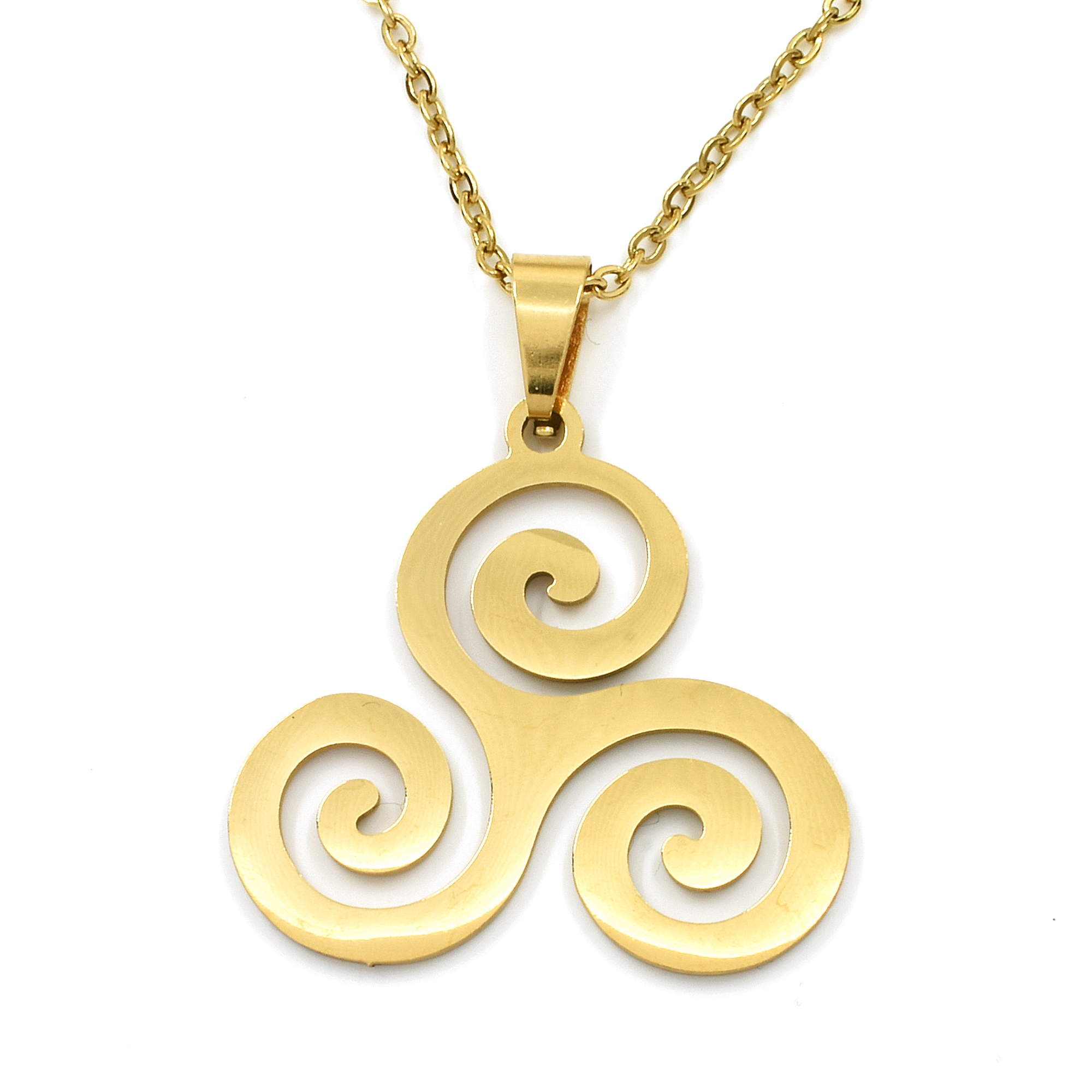 Ocelový zlacený přívěsek triskelion Vortia, Přívěsek dodáváme včetně řetízku zdarma