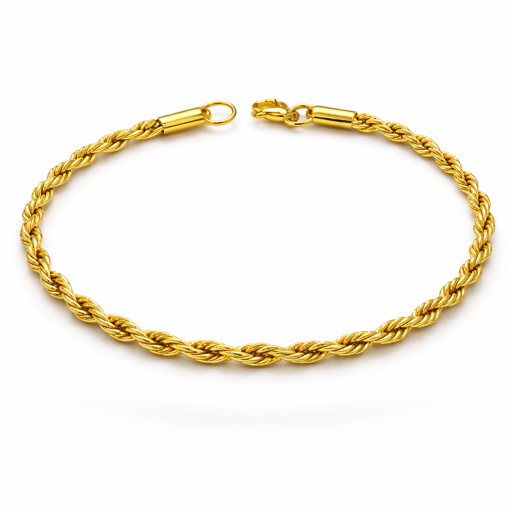 Pozlacený ocelový náramek Rope – luxusní kroucený vzor