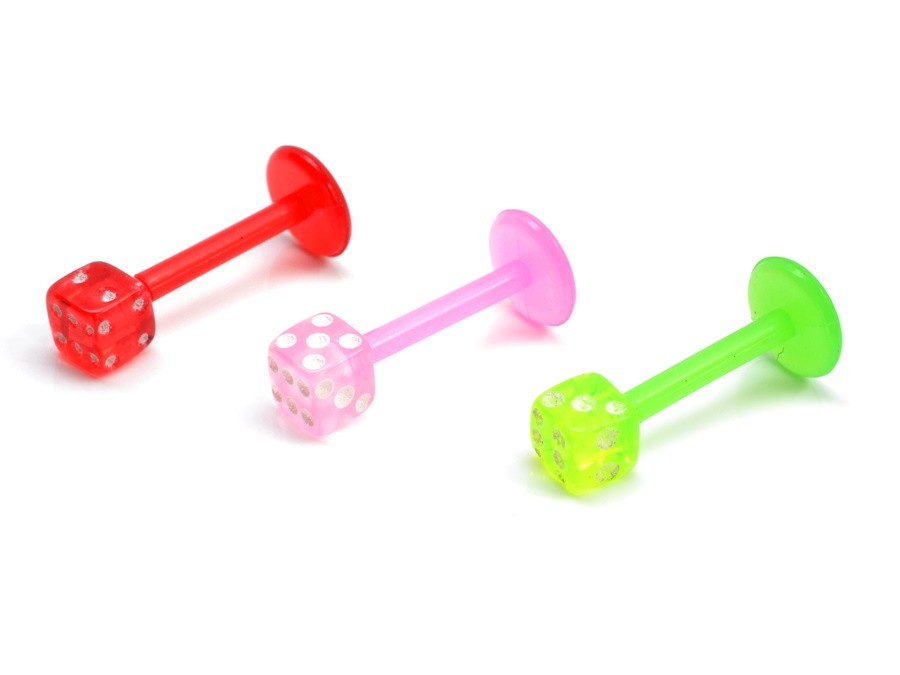 Akrylátový piercing do nosu kostička, Růžová