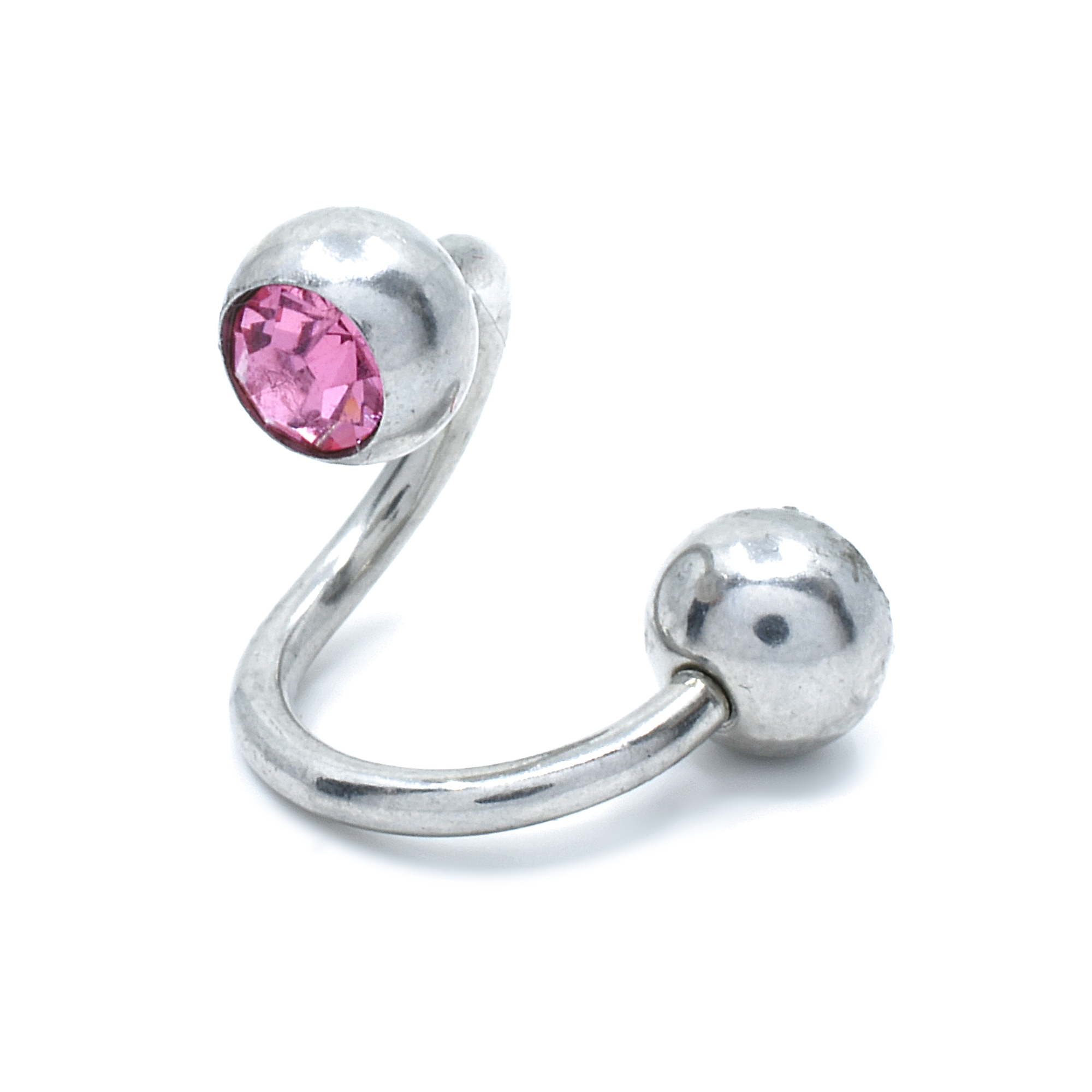 Ocelový piercing do obočí růžový zirkon