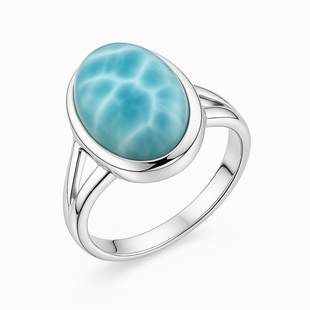 Stříbrný prsten larimar - extra jakost, 57
