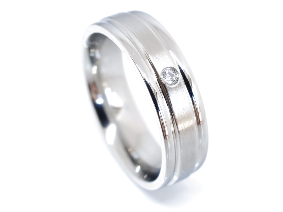 Aranys Snubní prsten ocelový s kamínkem, 49 03633