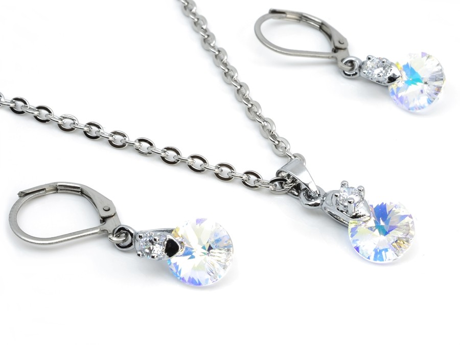 Levně Ocelová souprava s krystalem Swarovski kruh Stellia