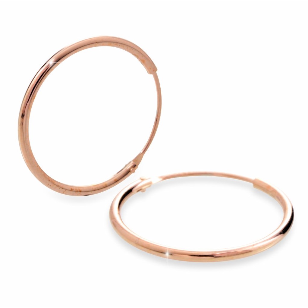 Stříbrné kruhové náušnice rose gold Gina, 15 mm
