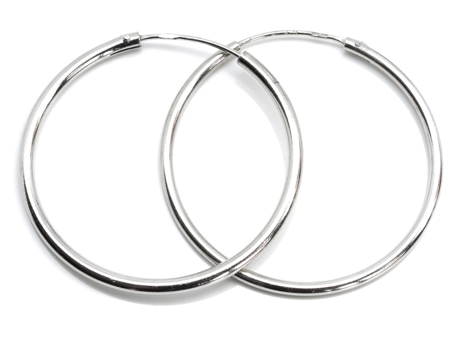 Aranys Stříbrné náušnice kruhy hladké 30–60mm, 30 mm 00722