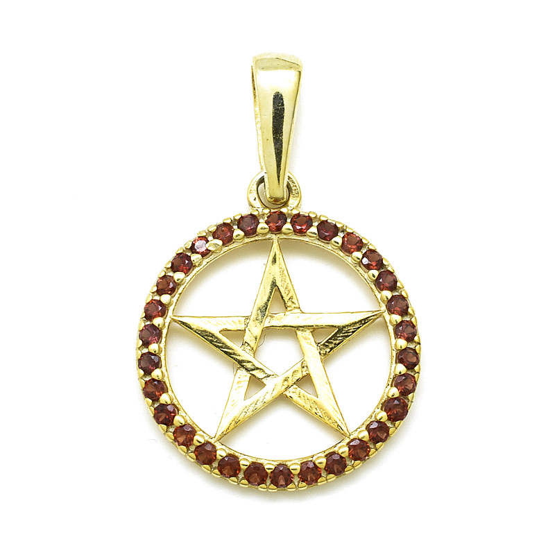 Stříbrný přívěsek pentagram s českými granáty Darci, Zlacení
