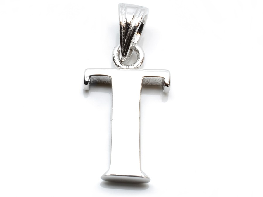 Stříbrný přívěsek písmeno hladké, T