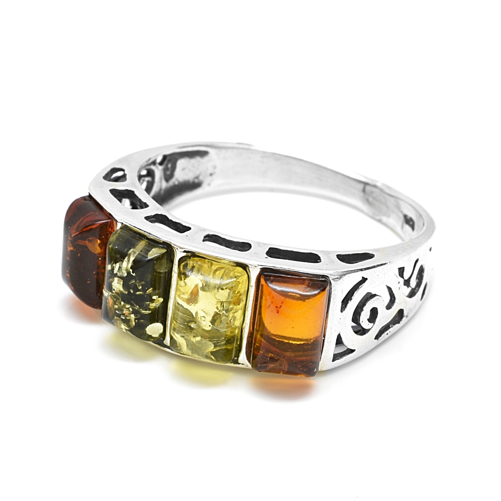 Aranys Stříbrný prsten jantar, barevný, 61 54464