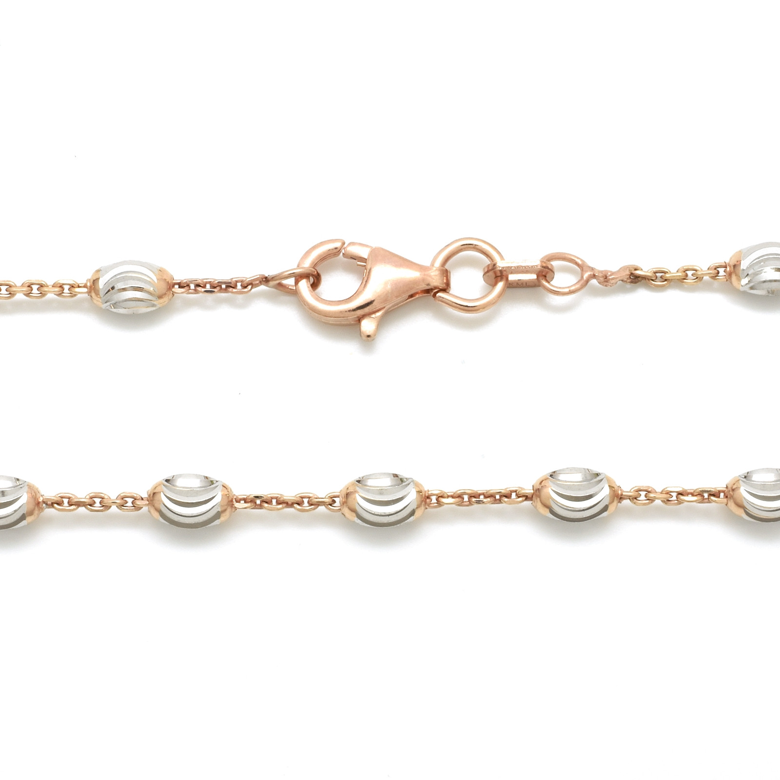 Stříbrný rose gold náhrdelník s oválnými články Rosavelle, 50 cm