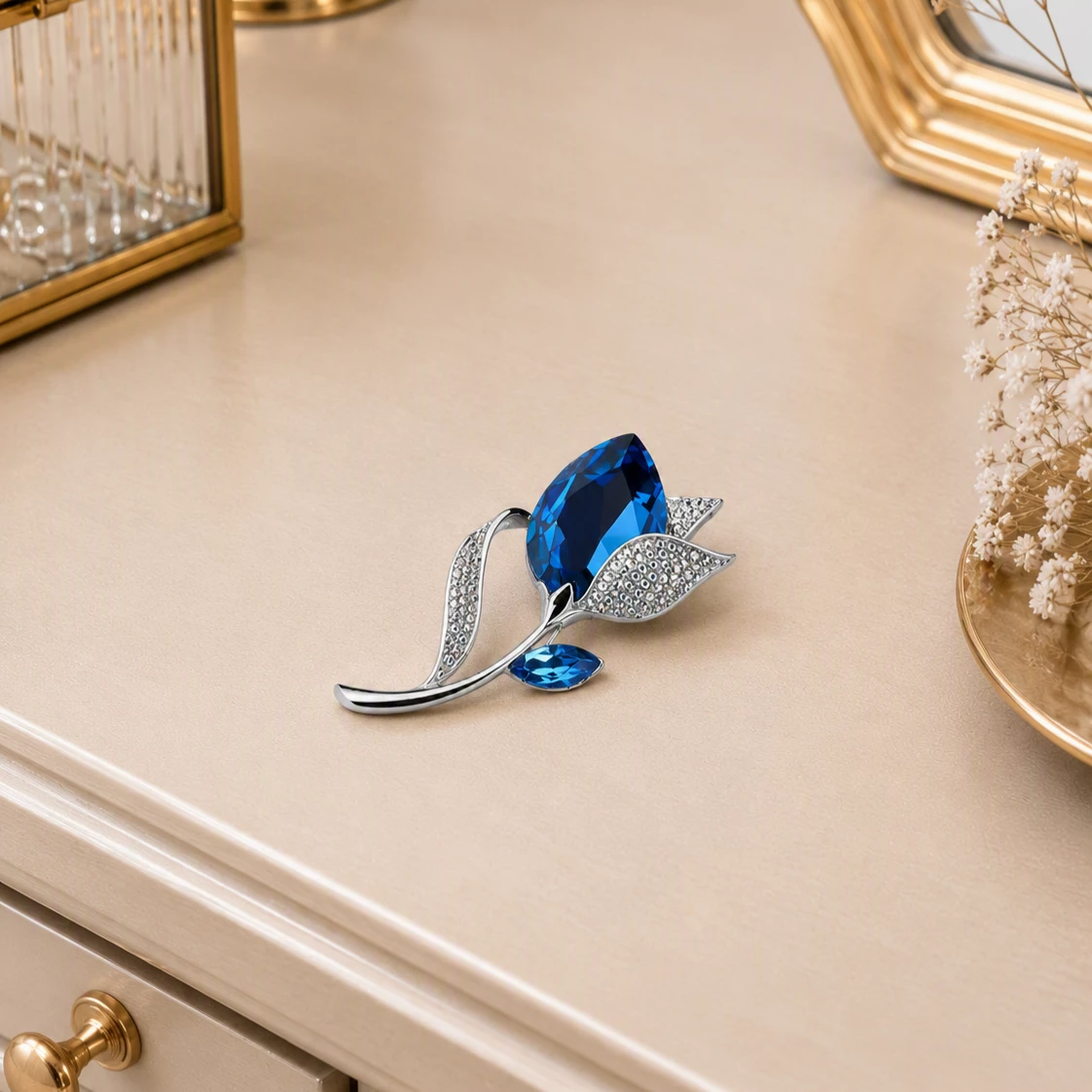Brož Květ s krystaly Swarovski