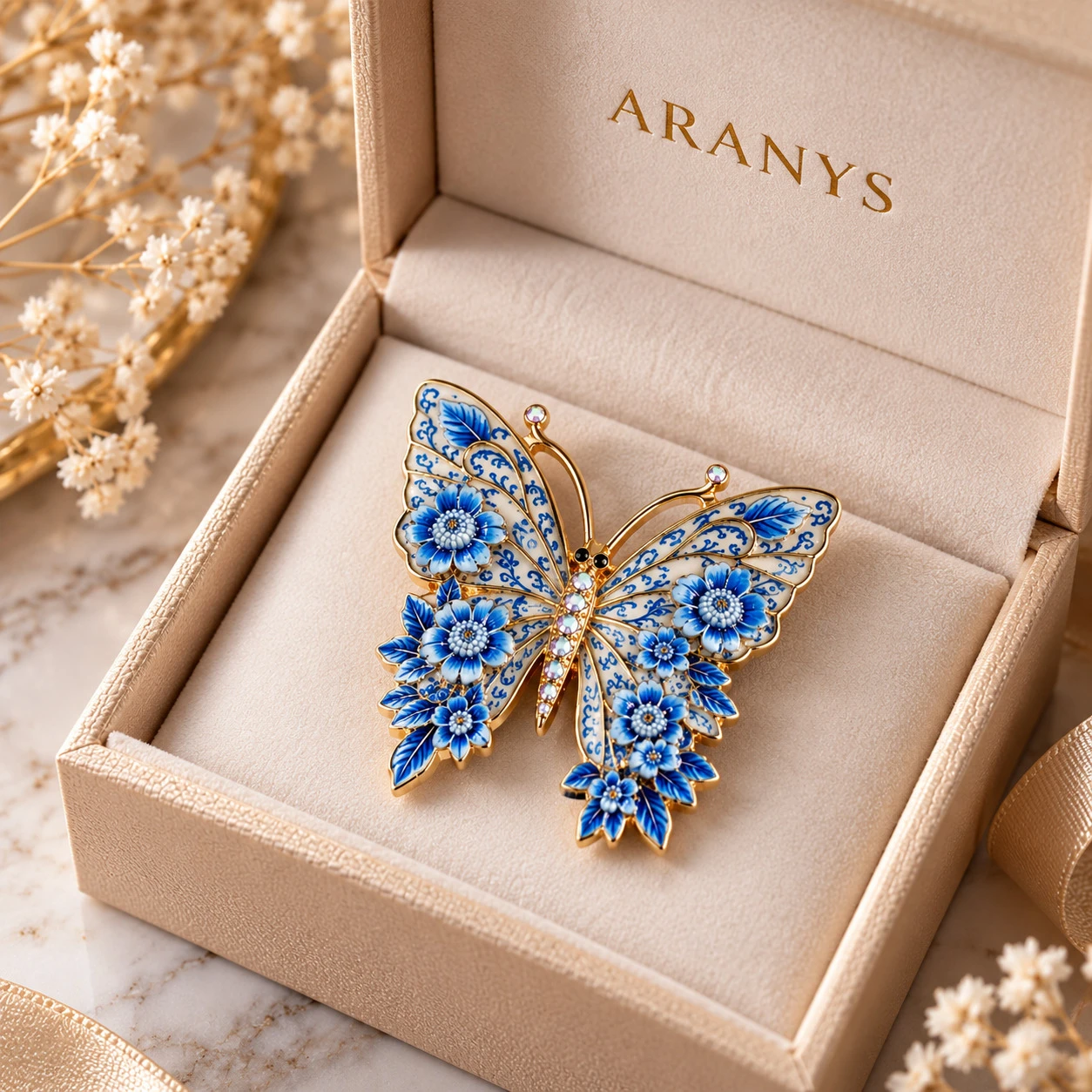 Brož Motýl s krystaly Swarovski