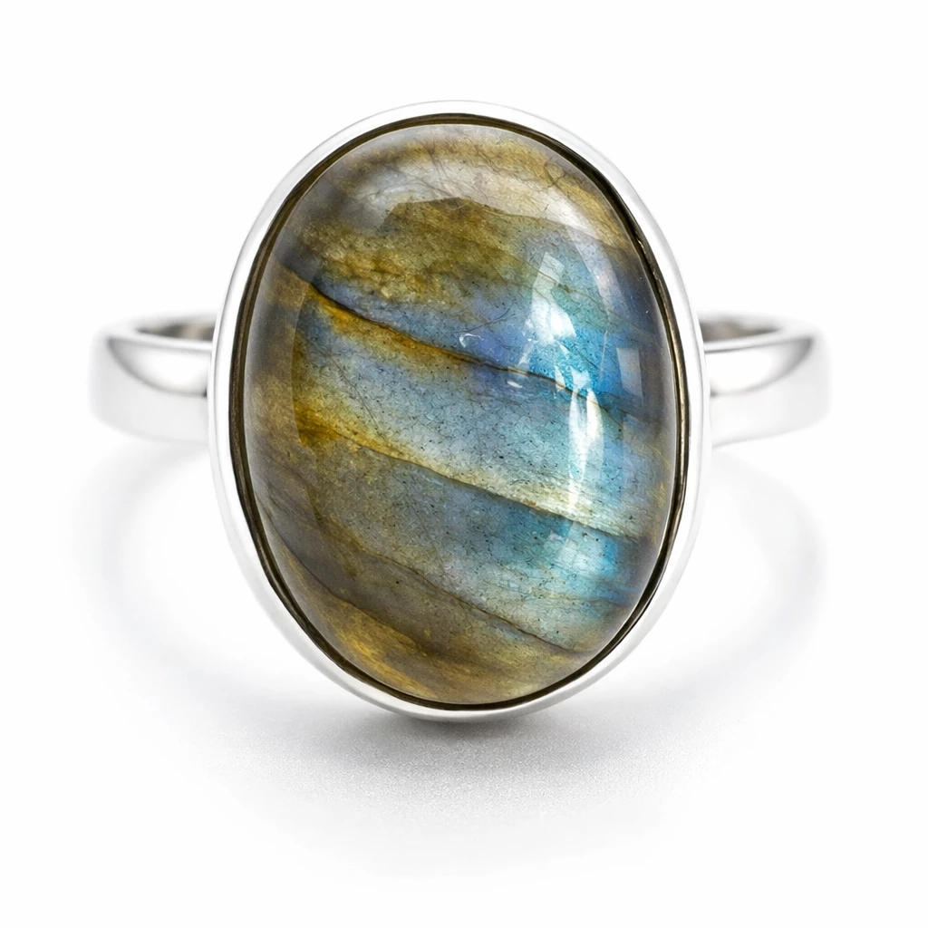 Stříbrný prsten s labradoritem Borealis
