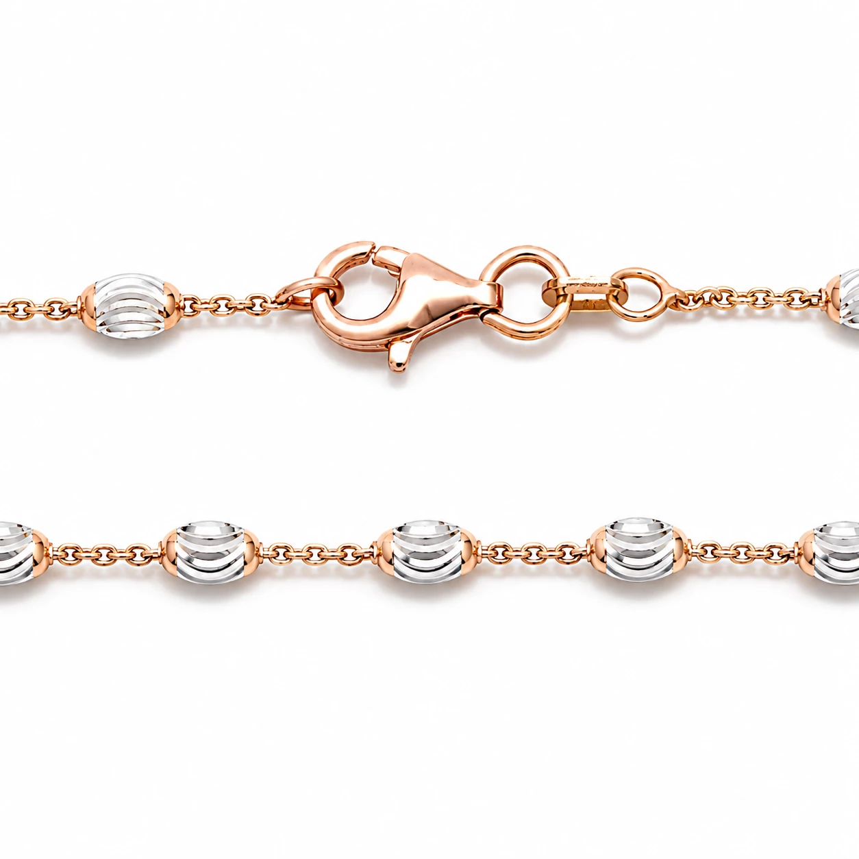 Stříbrný rose gold náhrdelník s oválnými články Rosavelle