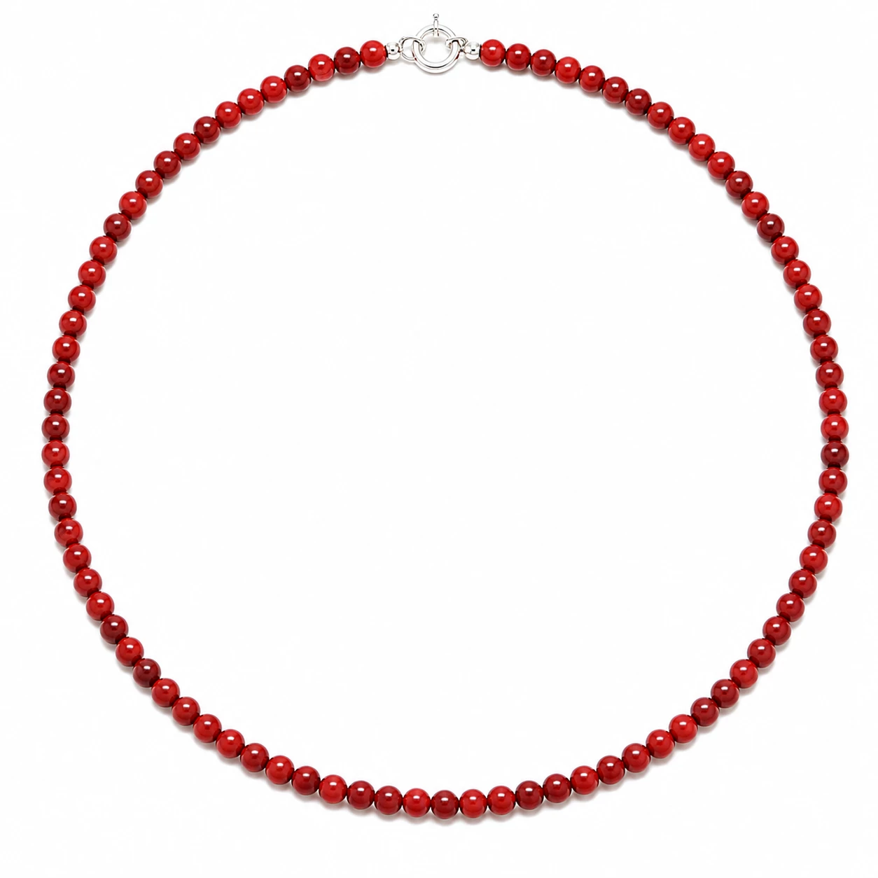 Stříbrný náhrdelník s pravým přírodním červeným korálem 6 mm Carmen