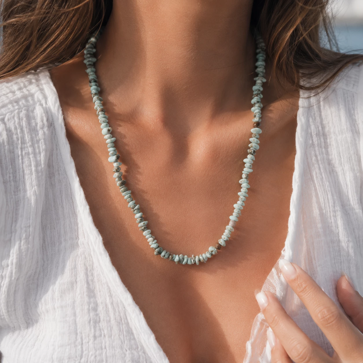 Náhrdelník sekaný larimar Harmonie Long