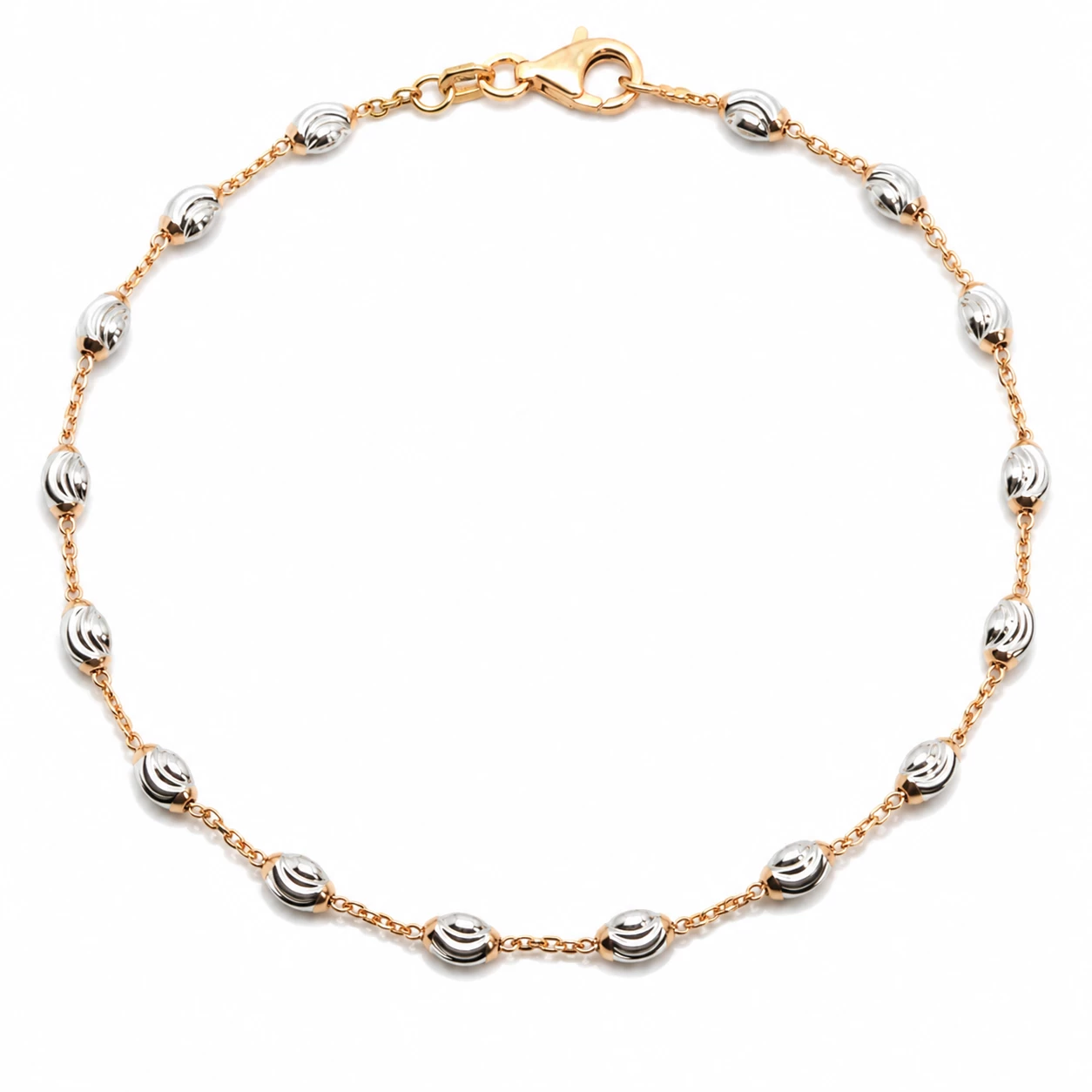 Stříbrný rose gold náramek s oválnými články Rosavelle