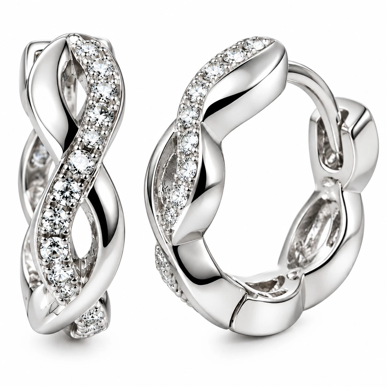 Stříbrné oboustranné náušnice se zirkony Elviane