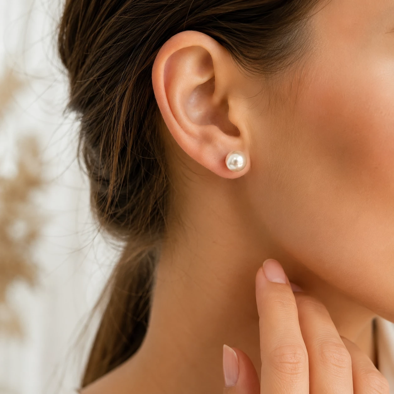 Stříbrné náušnice s perlou Swarovski Perline