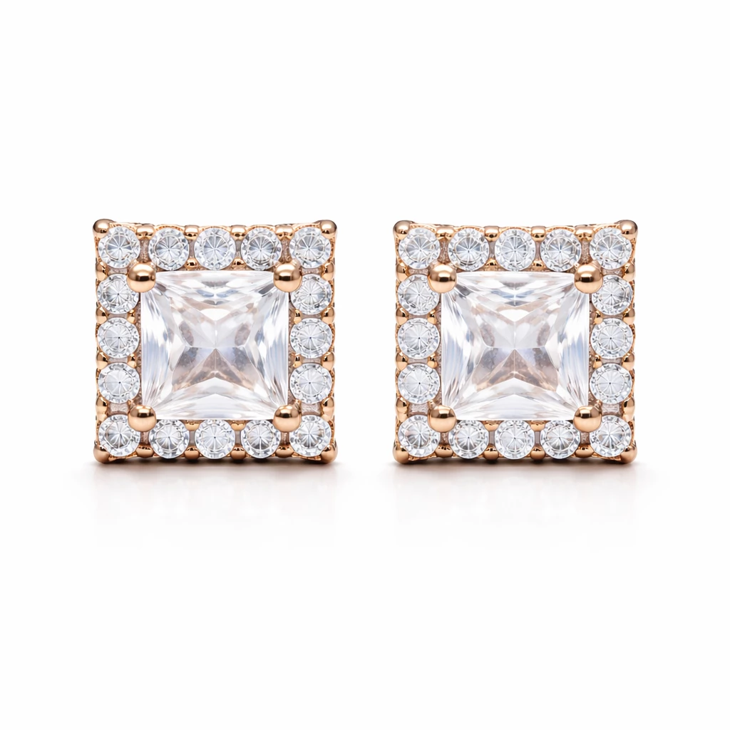 Stříbrné náušnice se zirkony Diamora Rose gold