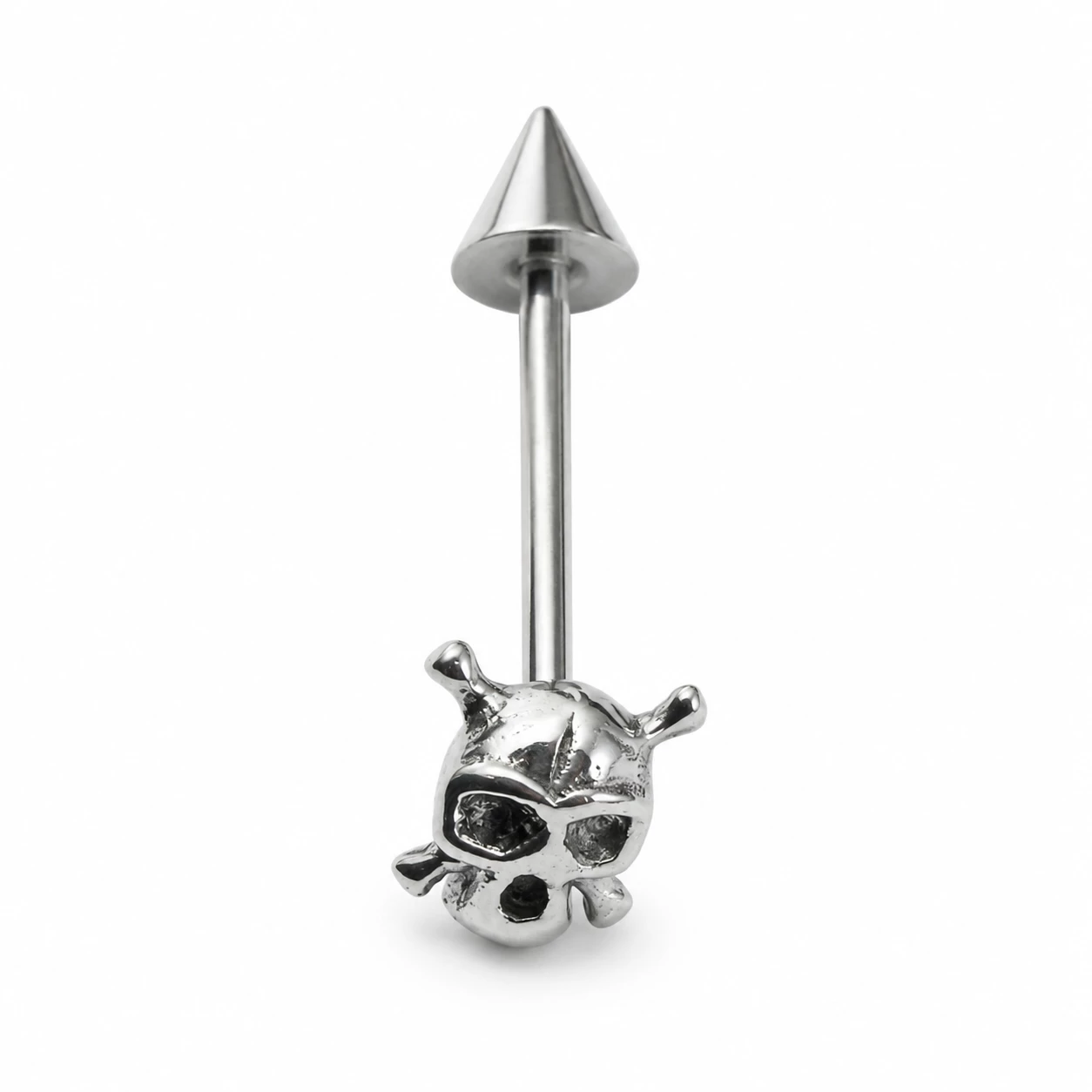 Ocelový piercing do ucha lebka zirkon
