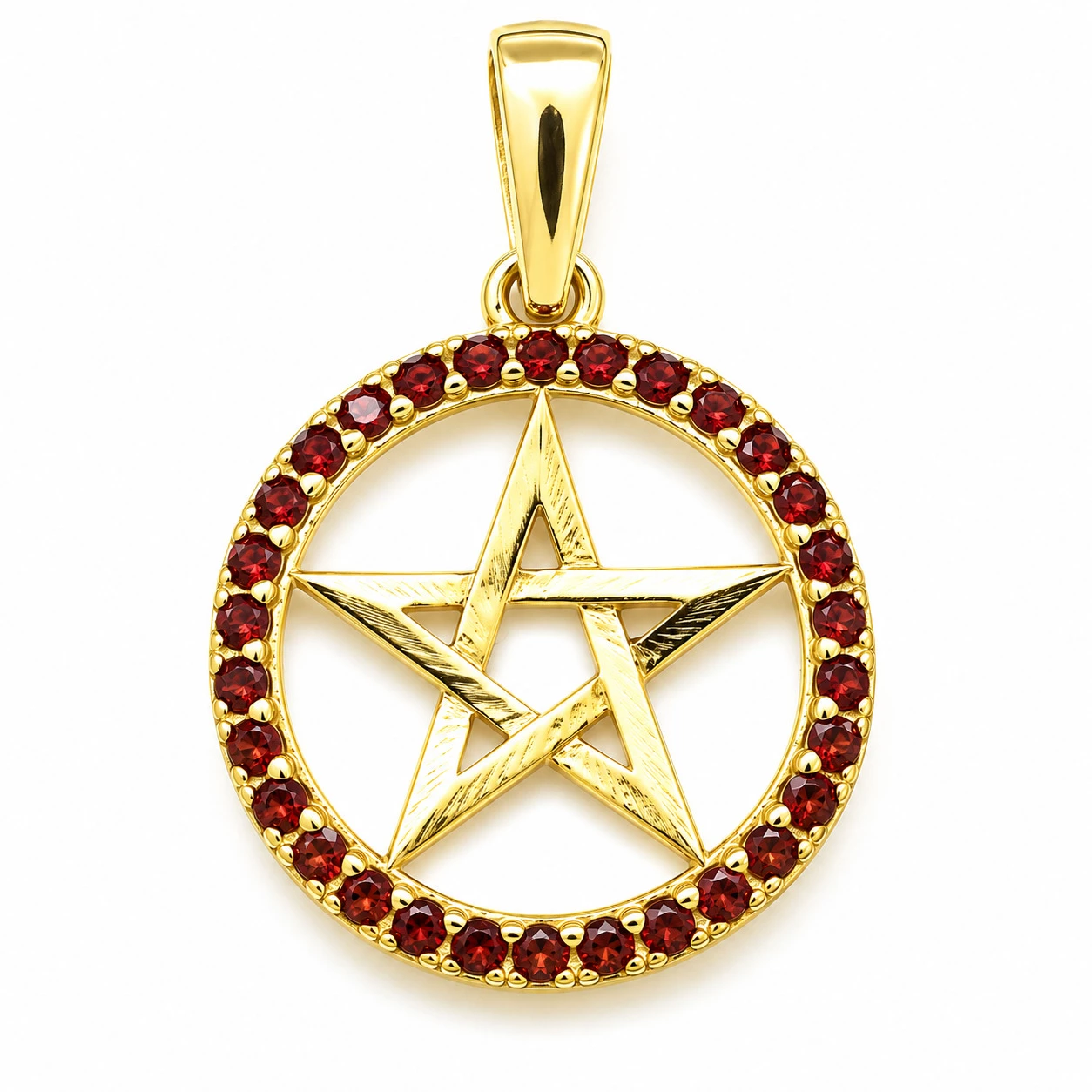 Zlatý přívěsek pentagram Darci Český granát