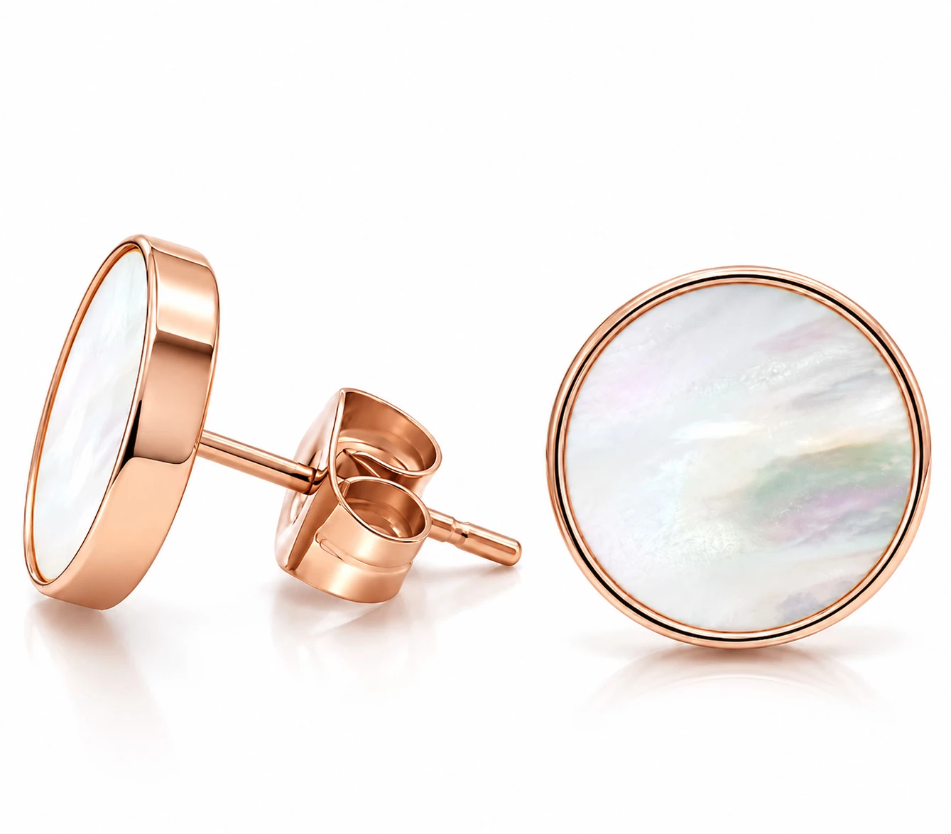 Ocelové náušnice s perletí Seluna Rose gold