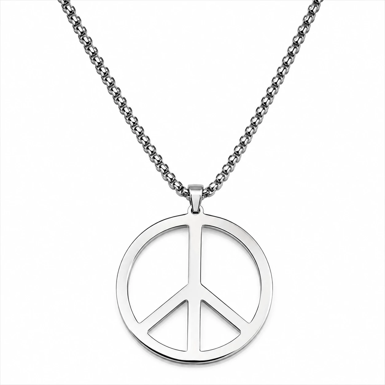 Ocelový přívěsek Peace – symbol míru na řetízku
