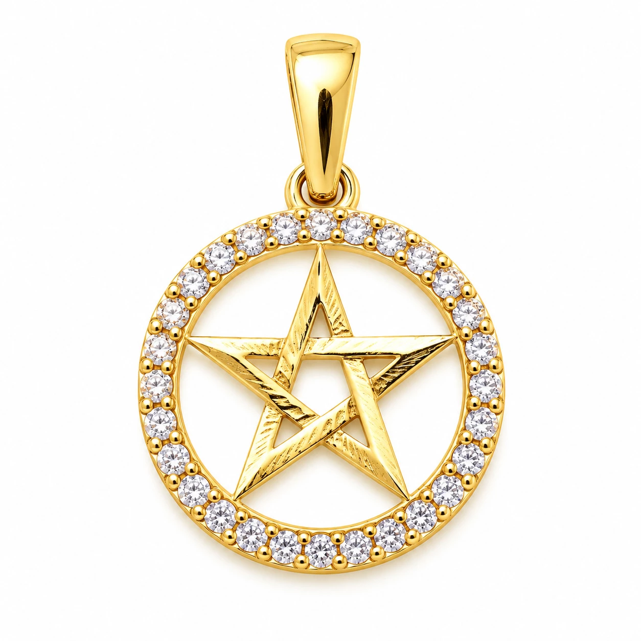 Zlatý přívěsek pentagram Darci Zirkon (kubická zirkonie)