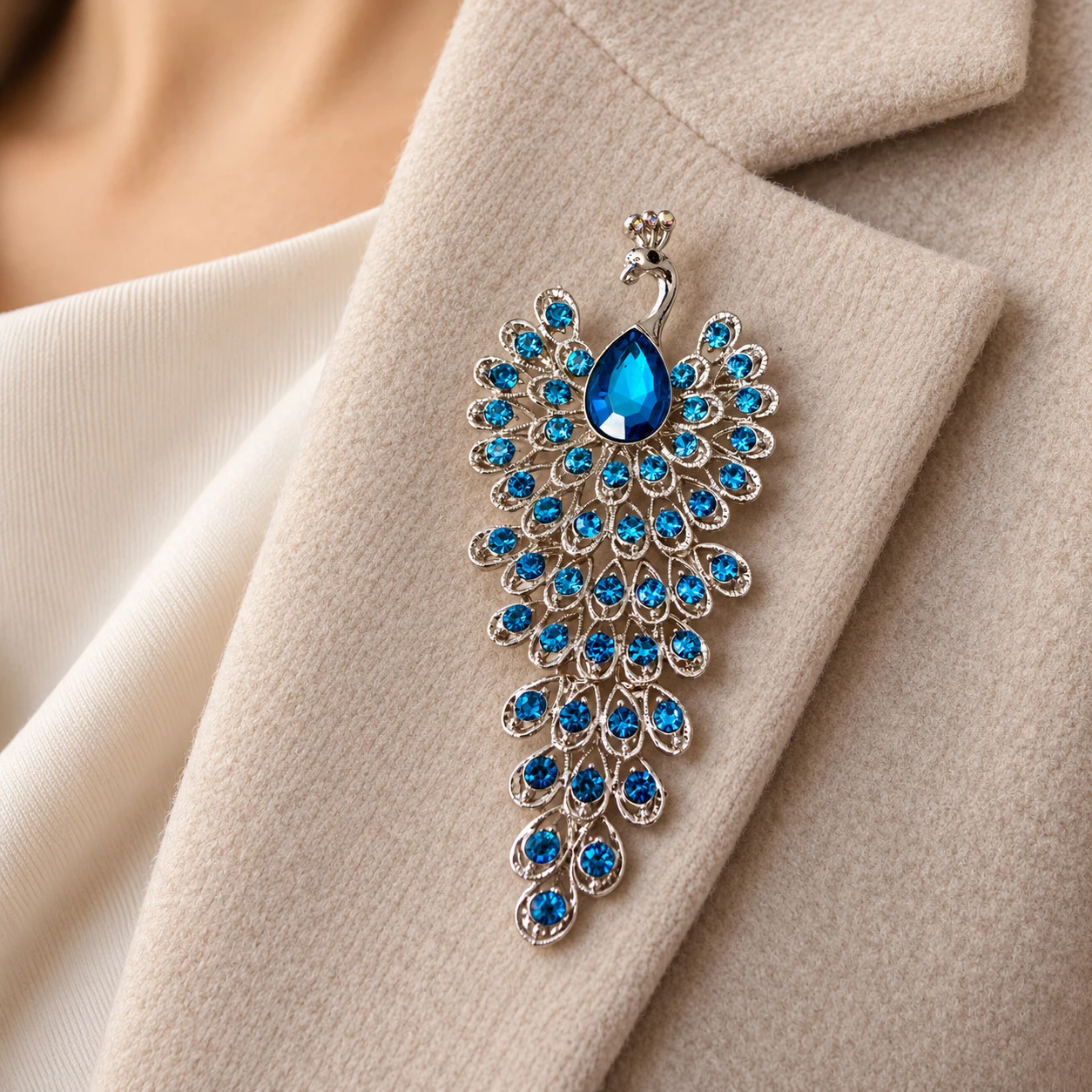 Brož Páv s krystaly Swarovski