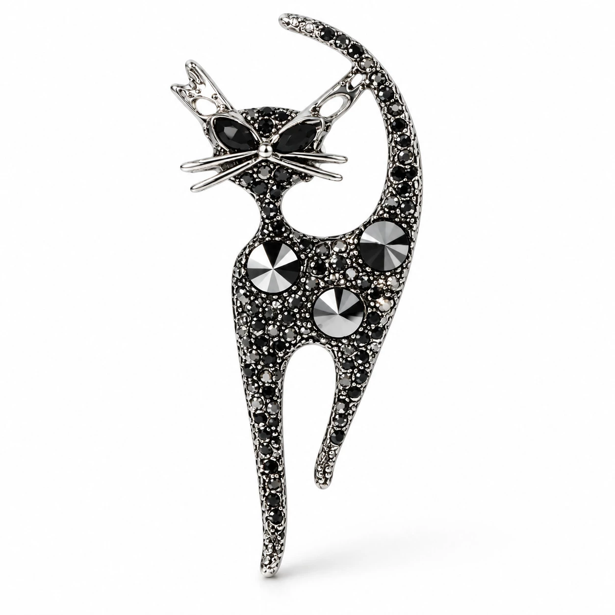 Brož Kočka s krystaly Swarovski