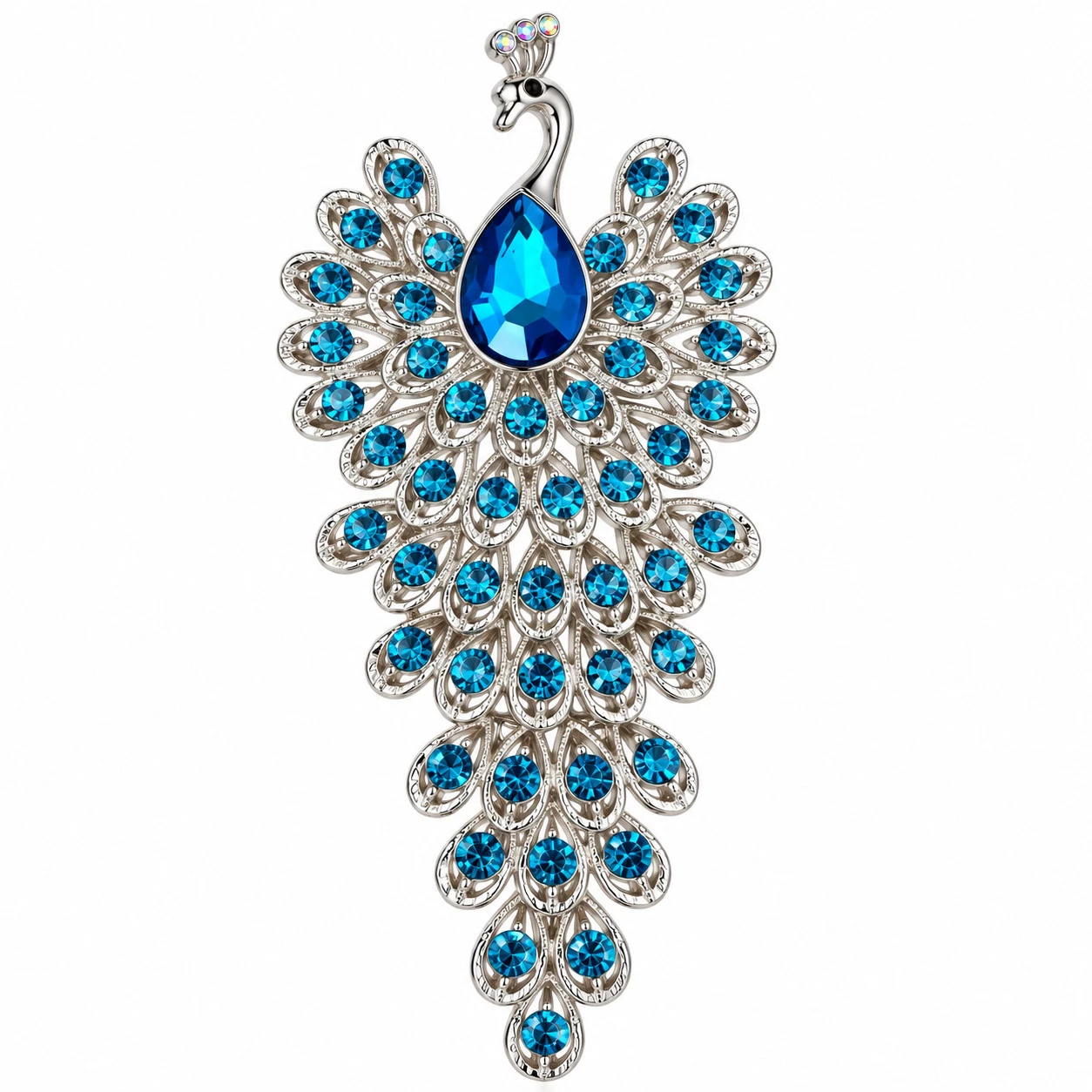 Brož Páv s krystaly Swarovski