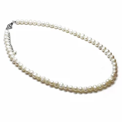 Náhrdelník perly bílé s ocelovým zapínáním