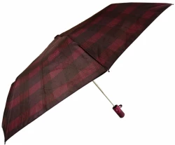Deštník skládací károvaný bordó